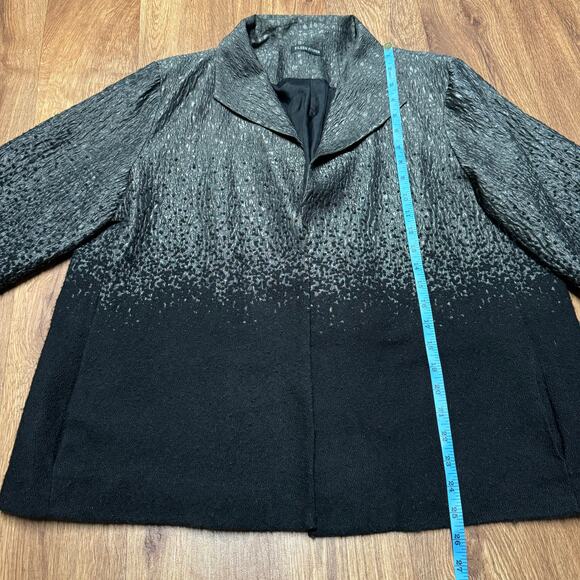 Eileen Fisher Womens Open Drape Blazer Jacket Size Large Black Gray Metallic - Picture 10 of 10
